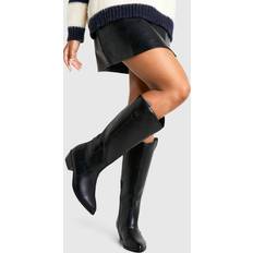 Nubuck - Women High Boots boohoo Womens Western Style Knee High Boots - Black