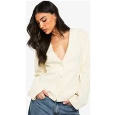 Women - Yellow Blazers boohoo Womens Collarless Plunge Tailored Blazer - Yellow