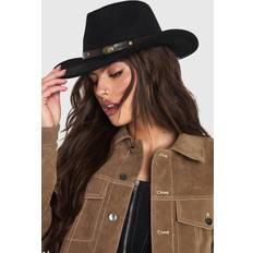 Boohoo Hats boohoo Womens Western Trim Cowboy Hat - Black