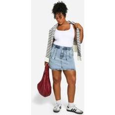 boohoo Womens Plus Pleated Denim Skirt - Blue