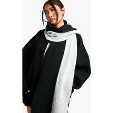 Women Scarfs boohoo Womens Colour Block Ribbed Scarf - Black
