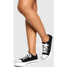 Black Trainers boohoo Womens Low Top Platform Lace Up Trainers - Black