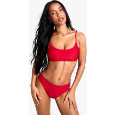 Boohoo Bikini Bottoms boohoo Womens Swimwear Essentials High Waist Brief - Red
