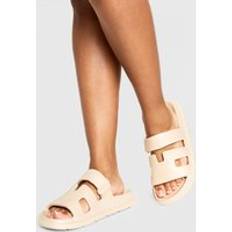 Beige Slides boohoo Womens Lightweight Cut Out Detail Sliders - Cream