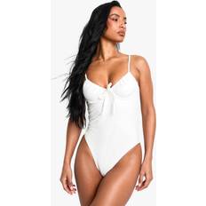 Sleeveless Swimsuits boohoo Womens Swimwear Essentials Underwired Swimsuit - White