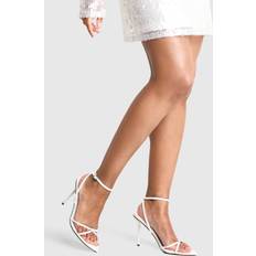 High Heel - Platform Heels & Pumps boohoo Embellished Heart Pointed Strappy Heels - White