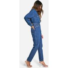 Jeans boohoo Womens High Waisted Slim Fit Jeans - Blue
