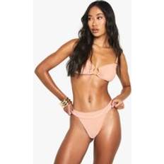 Orange - Women Bikini Sets boohoo Womens Glitter U-Bar Bandeau Bikini Top Bottoms Set - Orange
