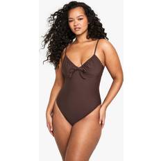 Brown Swimsuits boohoo Plus Swimwear Essentials Underwired Swimsuit - Brown