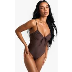 boohoo Womens Swimwear Essentials Underwired Swimsuit - Brown
