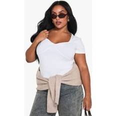 Boohoo 3XL Tops boohoo Womens Plus Twist Front Sweetheart Neckline Cap Sleeve Top - White
