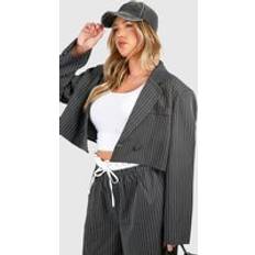 Boohoo Blazers boohoo Womens Plus Stripe Cropped Blazer - Grey