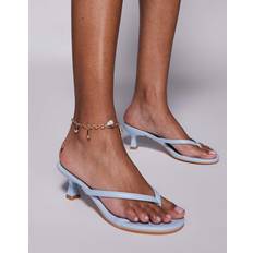Public Desire Evermore Kitten Heel Thong Sandals - Blue