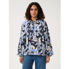 Black Blouses Kaffe Victoria Abstract Print Top - Black