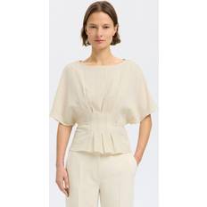 Beige - Viscose Blouses Selected Viscose Blend Pleated Blouse