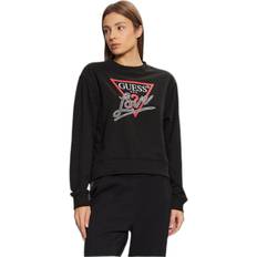 Guess Sweatshirts Jumpers Guess Long Sleeve Black Love Triangle Jumper