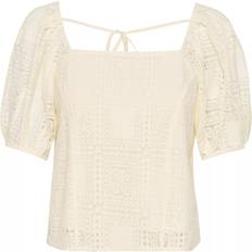 Puff Sleeve Blouses Soaked in Luxury Feminine Blouse with Puff Sleeves - Beige