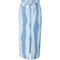 Blåa - Korta kjolar Soaked in Luxury Smal Passform Kjol Med Torn Stripes - Blue