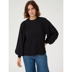 Puff Sleeve Blouses Kaffe Feminine Jersey Blouse - Black