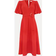 Zarah V-Neck Coral Midi Dress