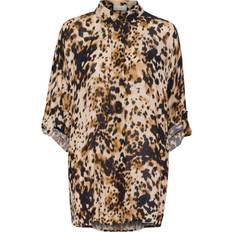 Leopard Bluser Kaffe Bluse Thora - Beige/Brun