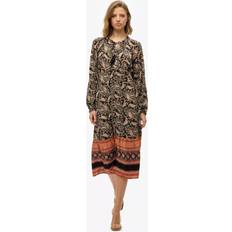Midi Dresses - Paisley Superdry Printed Long Sleeve Midi Dress - Black