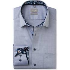 Olymp Herren Hemd Comfort Fit - Blau Meliert