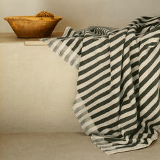 Piglet in Bed Pembroke Stripe Cotton Towels Bath Towel Green