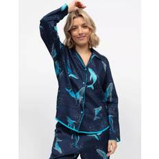 Marina Whale Print Pyjama Top - Navy