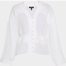 Pleats Blouses Rag & Bone Viviana Button-Front Ramie Blouse White