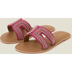 Pink Embellished Cut-Out Slide Sandals