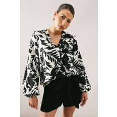 V-Neck Shirts Wallis Printed Overhead Shirt - Black
