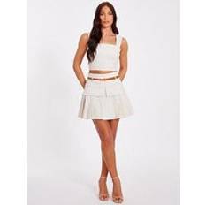 Pleats Skirts Quiz Stone Linen Pleated Skirt - Natural