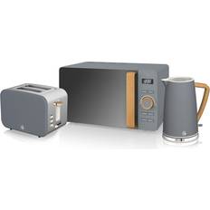 Swan Nordic Grey 2-Slice Toaster Kettle and Microwave Bundle