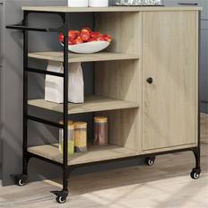 Beige Trolley Tables Borough Wharf Kitchen Serving Cart Beige 10cm W x 10cm D Trolley Table