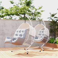 Swing Chair with Stand 193cm H x 112cm Light Grey