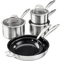 Cookware Cooks Professional 5 Piece Tri-Ply 2 x Frying Pans 3 x Saucepans Silver 5 Pack Cookware Set