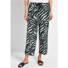 Street One Frauen Gemusterte Wide Leg Hose - Grün
