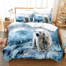 3D Teddy Bear Bedding Set 150x200 cm White Polar Duvet Cover