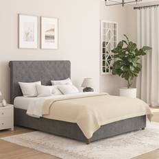 Beds & Mattresses Astoria Grand Taylor Ottoman Plush Velvet Navy Double Single 107 x 220 cm Frame Bed