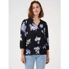 Blomstrede Bluser Kaffe Bluse Amber Bluser - Black/Blue Flower Print