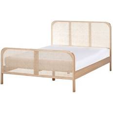 Letti con Struttura Beliani Matrimoniale 140 x 200 cm Base a Doghe Marrone Chiaro Letto con Struttura