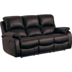 Latitude Run Borghi Black Leather Recliner 3 Seater 100 cm H X 191 cm W X 95 cm D Sofa