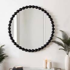 MDF Wall Mirrors Home Garden Direct Large Round Beaded 90cm Jet Black Wall Mirror