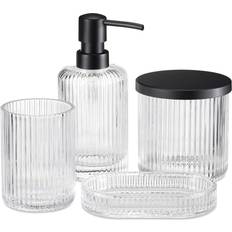 Ebern Designs Glass Bathroom Accessories Set 4 Pieces Matte Black 2.5cm H x 13cm W x 7.8cm D