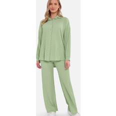 Oxford Shirts Gini London Women's Textured Oversized Long Sleeves Shirt - Light Green