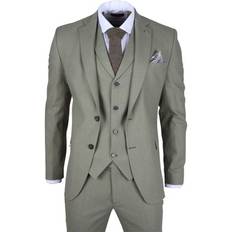 Truclothing Men's Sage Tailor Fit 3 Piece Linen Summer Wedding Suit - Green
