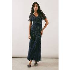 Wallis Occasion Embellished Godet Maxi Dress - Navy
