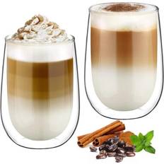 Milchkaffee-Gläser Doppelwandige Latte Macchiato Gläser Set 350ml Milchkaffee-Glas 35cl
