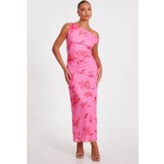 4XL - Midi Dresses Quiz Pink Mesh Floral Print Midaxi Dress - Pink
